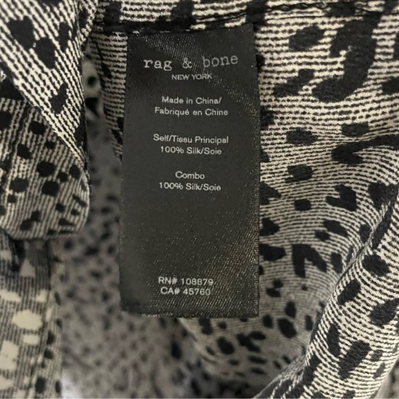 RAG & BONE Christie Long-Sleeve Cheetah Animal-Print 100% Silk Blouse Size SP - Picture 8 of 8
